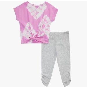 Splendid Baby Girls Topaz Tie Dye Waist Knotted Crop Legging Set Pink Dress 2T